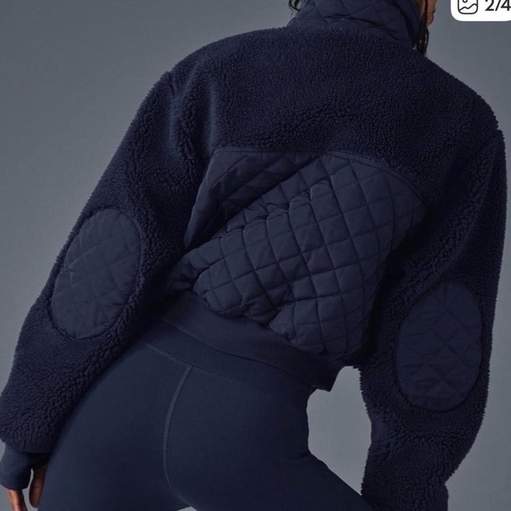 ALO Yoga Women's Dark Navy Teddy Jacket - Picture 3 of 6